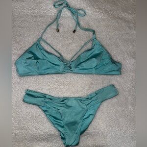 Beach Bunny Blue Bikini Set with Ruched Details